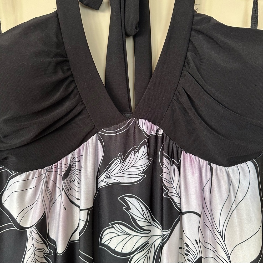Vintage Y2K Women XL Wet Seal Maxi Dress Halter Tropical Floral 90’s Hawaiian - Picture 5 of 7